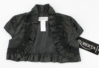 Roberta women bolero mini jacket sequin satin black size XS