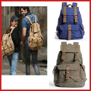   Vintage Canvas Hiking Travel Military Backpacks Messenger Bag 3 colors