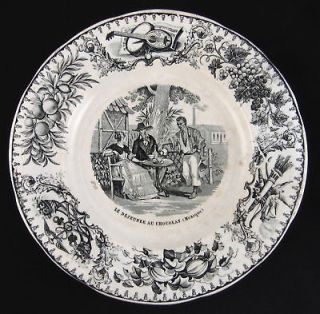 Antique French Creil Montereau Porcelain Plate 19th c.
