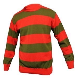Mens Halloween Freddy Kreuger Red & Green Jumper Sweater S M L
