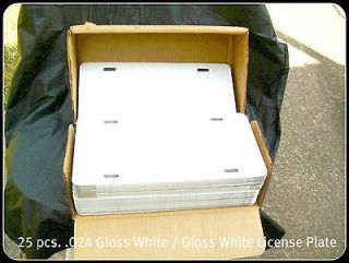 25 pcs..024 WHITE GLOSS ALUMINUM LICENSE PLATE / CAR TAG BLANKS.