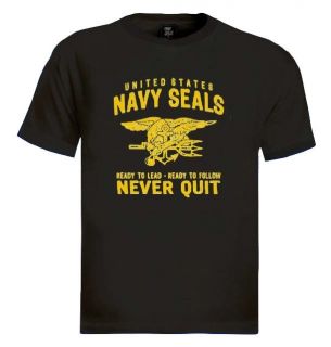   Navy Seals T Shirt never quit ready lead follow usa army military