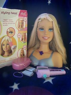 my life size, kool lookz crimpin styling barbie head real lashes w 