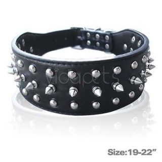 19 22 black leather spiked dog collar large spikes time