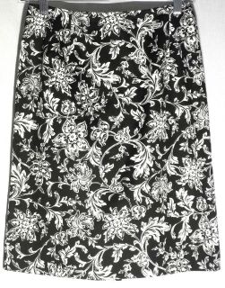 Toile TALBOTS PETITES Black and Ivory Cotton Straight Skirt   Size 2
