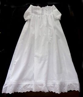 Victorian Style LONG Baby Christening Gown Swiss Schiffli Eyelet 