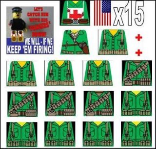 Lego WW2 American Field Soldiers Sticker Decals Green custom decals