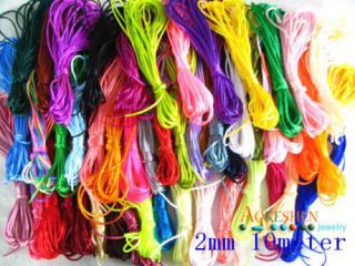 10M yard 2.0mm Multicolor Knot Macrame Rattail Braided Nylon Cords 