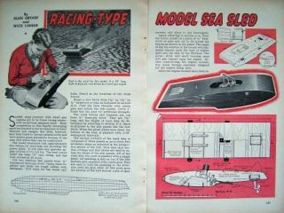 Vintage 1940 How to Build 24 SEA SLED GAS MODEL HYDROPLANE RACE BOAT 