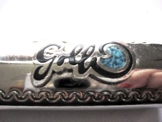 Silver BIC Lighter Cover Golf w/ Inlaid Turquoise by American Born 
