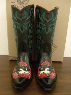 FAMOUS LIBERTY BOOTS CIGAR KITTY HAND TOOLED SUPER COOL  WOMENS 7 