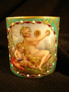 Antique French Sevres Tea Cup Hallmarked China Porcelain Cherubs 