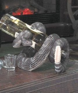 Rattlesnake Wine Bottle or Liquor Bottle Holder Western Themed Snake 