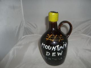 Mountain Dew Pottery Ceramic Brown Jug Aged In Woods Try Our Booze 