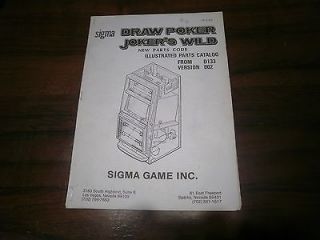 Slot machine manuals Sigma Jokers Wild Draw Poker parts catalog