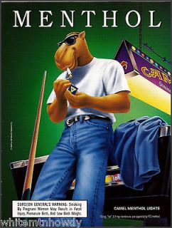 1997 joe camel cigarettes ad joe plays pool billiards time
