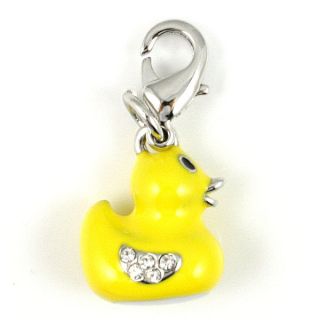 Yellow Bathroom Rubber Duck Bracelet Crystal Charm Pendant Keychain 