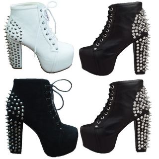 2012 womens spike stud lace up high block high TOP platform boots 