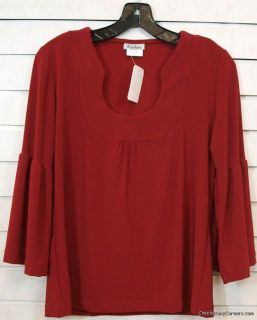 CITY FUSION 3/4 SLEEVE RED TOP SHIRT BLOUSE S NWOT ONLY ONE $40 VALUE 