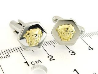 Cuff links 18k Solid Gold Medusa Heads Versace Style 316L Stainless 