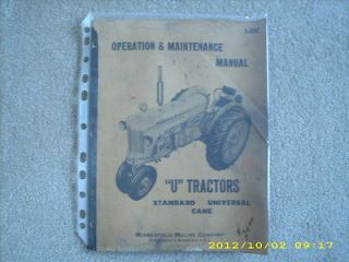   mo​line company u tractors operation maintenance manual 1950s