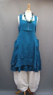   ~~~~Completo Lino ~ DARK TURQUOISE~ Cute Linen Dolly Dress ~ 18 24