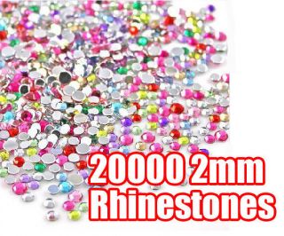 20000 Crystal Glitter Nail Art Tips Rhinestones Decoration 2mm Size 