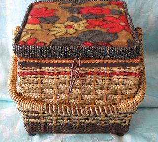 unique vtg 50s sewing box purse wicker basket unique