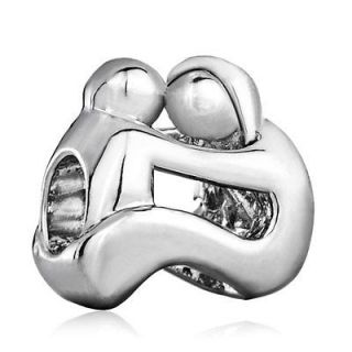 PUGSTER MOTHER AND CHILD SHAPE SILVER PLATED EUROPEAN BEADS Y12