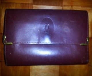 Authentic Cartier Bordeaux wallet burgundy leather trifold kisslock 