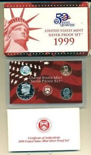   MINT PARTIAL SILVER PROOF SET 99 BOX COA San Fransico Mint Mark