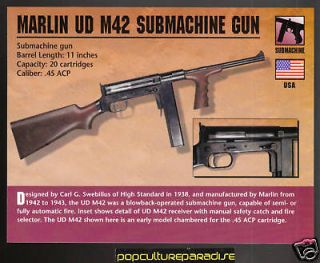 marlin ud m42 submachine gun classic firearms card from canada