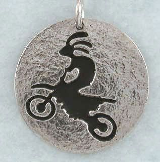 Kokopelli Jumping Dirt Bike, Motocross, Hand Crafted Sterling Silver 