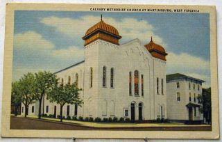 m4224 martinsburg w v postcard calvary methodist church time left