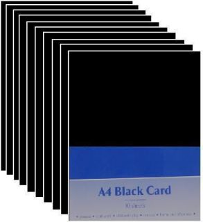 A4 Black Card Board Cards (10 Sheets + High Quality) For Arts and 
