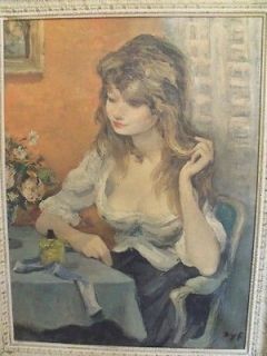   French Lithograph Print Jacqueline Se Coiffant by Marcel Dyf