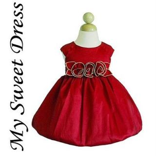 baby infant red flower girl formal dress 6m 12m 18m