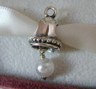 AUTHENTIC PANDORA CHARM_STERLING SILVER *White Pearl Church Bell Drop 