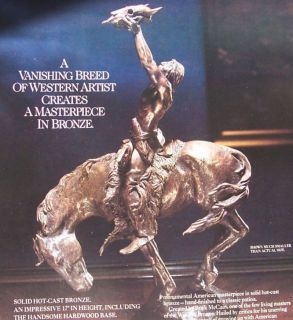   MINT 1988 BRONZE BUFFALO SKULL + INDIAN + HORSE SIGNED BUCK McCAIN