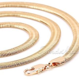 Fashion Mens Boys Rose Gold Filled Snake Herringbone Necklace Link 