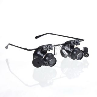 Double Loupes Watch Repair Magnifier 20X Glasses Type With LED Light