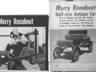 You can build your own 1/2 size 1901 MERRY RUNABOUT Car PLANS