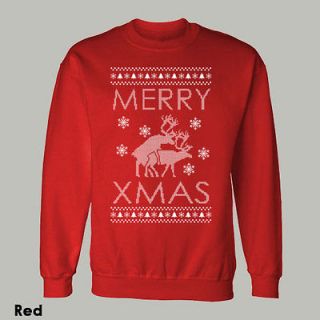MERRY XMAS ~ SWEATSHIRT Reindeer Humping ugly christmas sweater ALL 