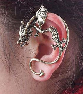   Ear Cuffs Curled Dragon Piercing Required BRONZE Colour Awesome