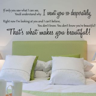 One Direction Beautiful Lyrics Wall Stickers Wall Decals Self Adhesive 