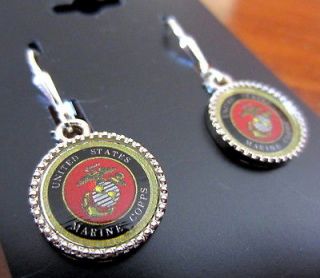   States Marine Corps LOGO SILVER CHARM EARRINGS jewelry USMC Military