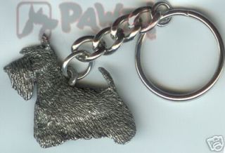 SCOTTY Scottish Terrier Scotty Dog Fine Pewter Keychain Key Chain Ring