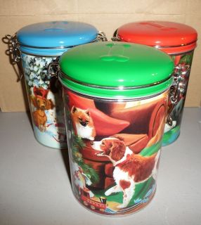 Holiday Dog Canister Treat cookie popcorn pet lovers decorative Tins