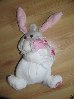 Fisher Price 11 Puffalump Bunny Rabbit Hearts WHite Pink Stuffed 