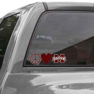mississippi state bulldogs peace love car decal expedited shipping 